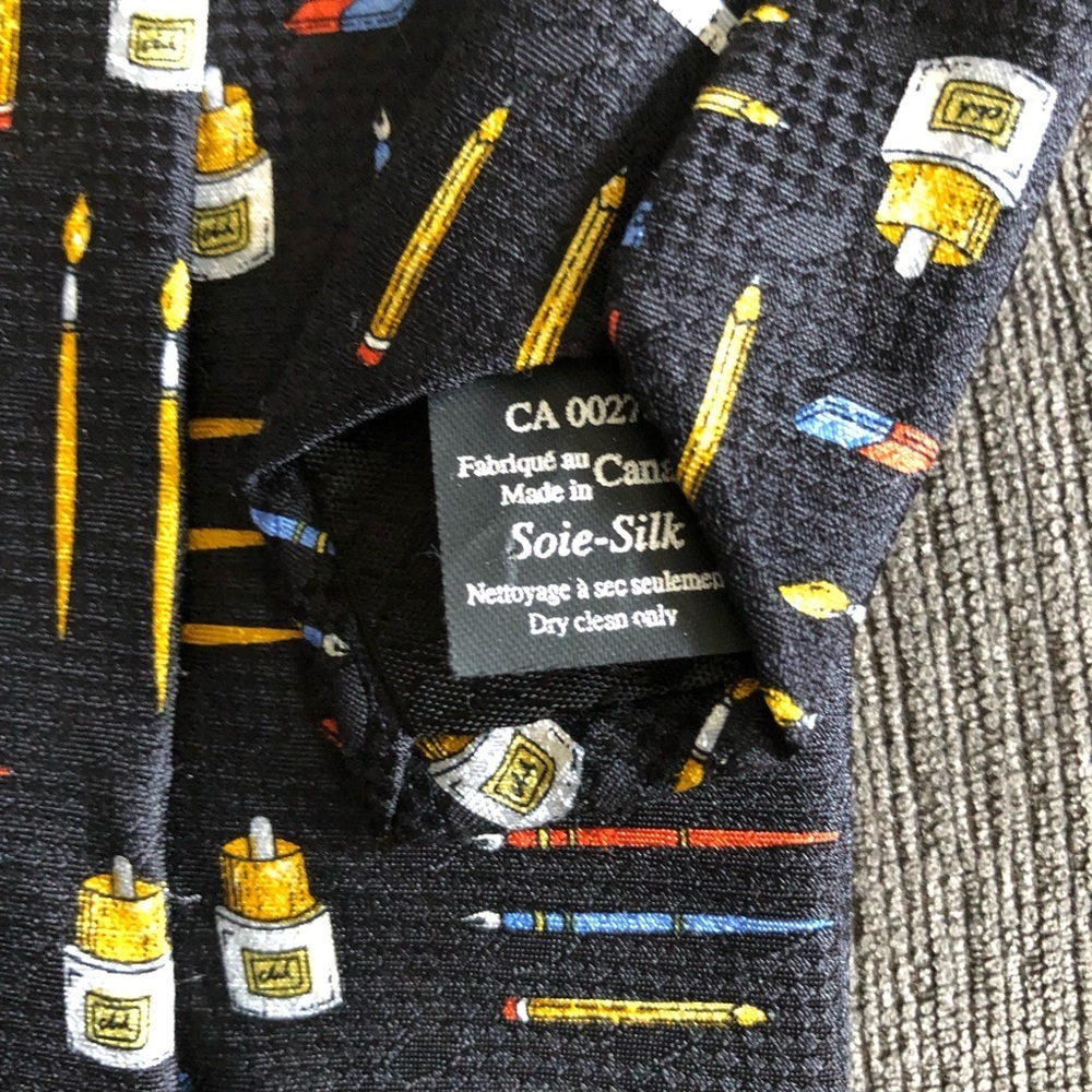Silk tie school teacher art glue pencil eraser ruler education novelty - Picture 4 of 4
